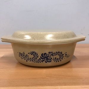 Pyrex 1.5qt 043 Speckled Brown/Blue Casserole Dish